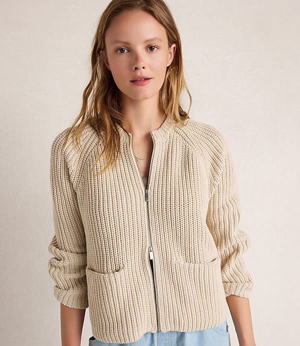 Haven Well Within Cotton Blend Shaker Stitch Bomber Jacket