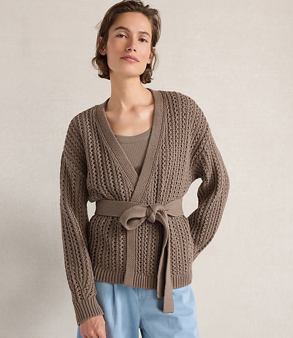 Haven Well Within Textured Cotton Blend Belted Cardigan
