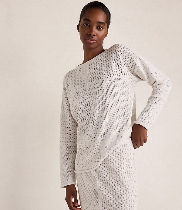 Haven Well Within Organic Cotton Mixed Stitch Roll Neck Sweater