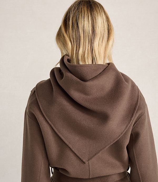 Haven Well Within Wool Blend Midi Coat with Removable Scarf