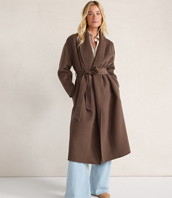 Haven Well Within Wool Blend Midi Coat with Removable Scarf