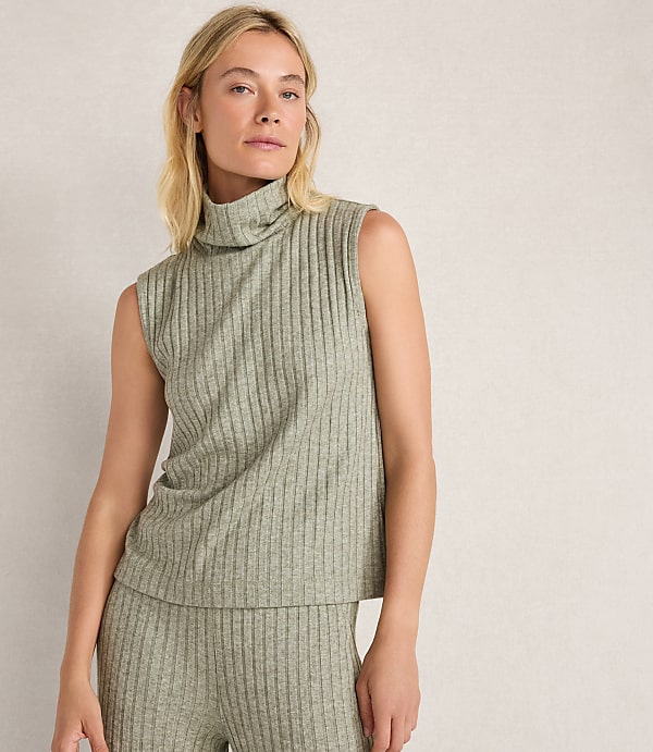 Haven Well Within Wide Rib Sleeveless Cowl Neck Top
