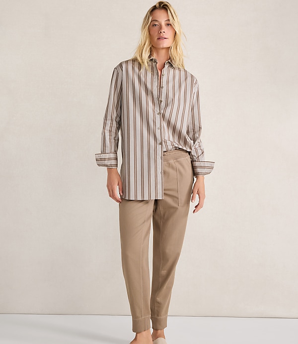 Haven Well Within The Longer Length Daily Shirt in Organic Cotton Poplin Modern Stripe