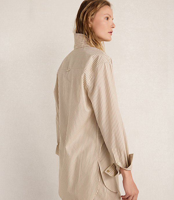 Haven Well Within The Longer Length Daily Shirt in Organic Cotton Poplin Baton Stripe