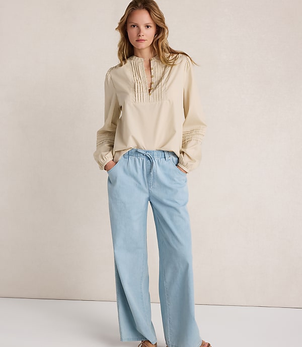 Haven Well Within Organic Cotton Poplin Lace Pintuck Shirt
