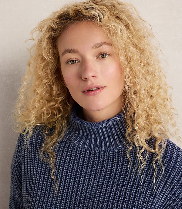 Haven Well Within Garment-Dyed Organic Cotton Shaker Stitch Roll Neck Sweater