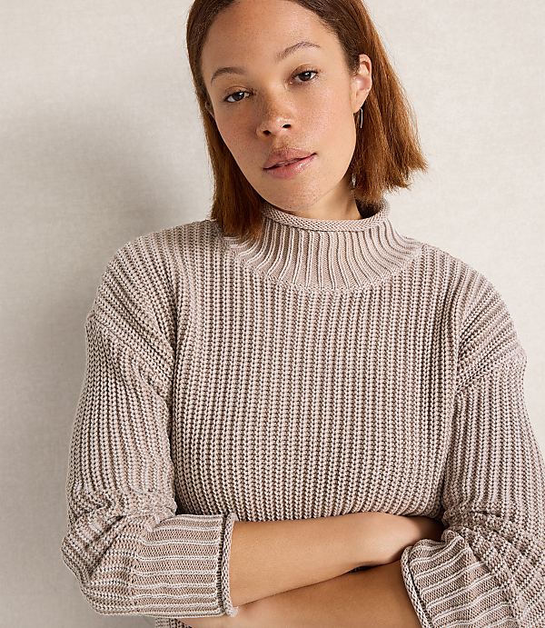 Haven Well Within Garment-Dyed Organic Cotton Shaker Stitch Roll Neck Sweater