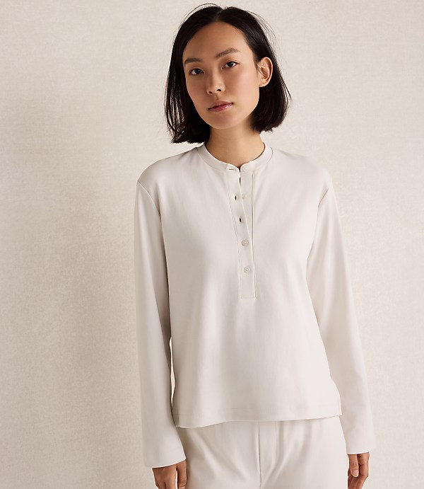 Haven Well Within Organic Cotton Interlock Striped Henley Tee