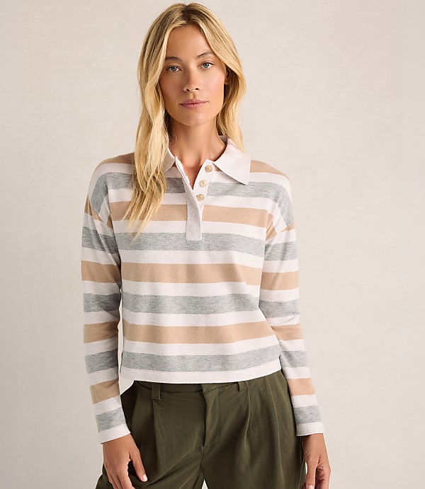 Haven Well Within Johnny Collar Striped Rugby Top