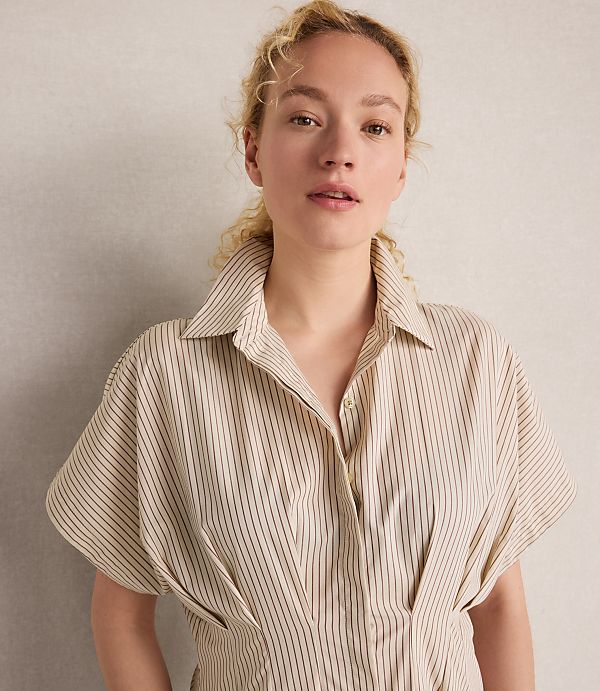 Haven Well Within Organic Cotton Poplin Pleated Striped Dress
