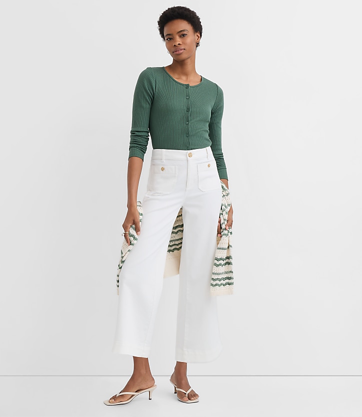Palmer Wide Leg Crop Pants in Twill