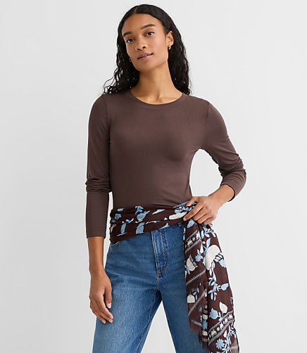 Petite Long Sleeve Crew Neck Tee