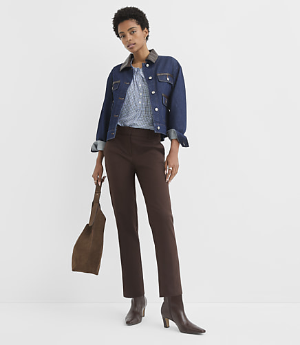 Petite Riviera Slim Pants in Doubleweave - Iced Espresso
