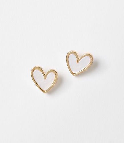 Mother of Pearl Heart Stud Earrings