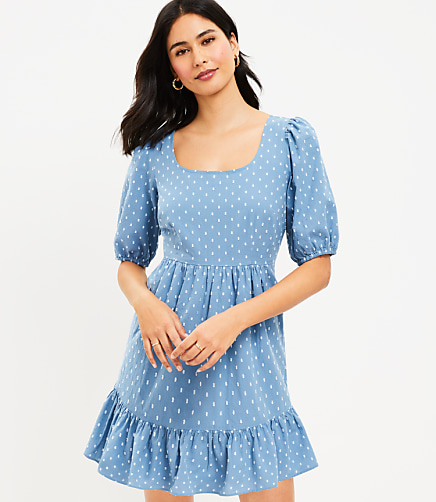 Petite Clip Tie Back Flounce Swing Dress