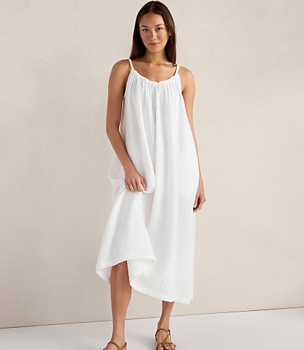 Haven Well Within Textured Cotton Gauze Flowy Midi Dress