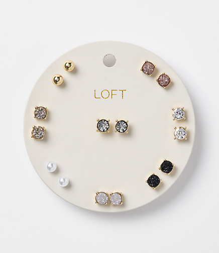 Pearlized Sparkle Stud Earring Set