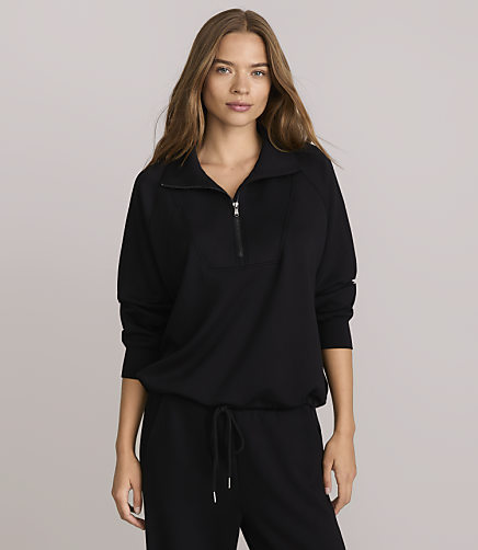 Petite Lou & Grey Scubasoft Half Zip Top - Black
