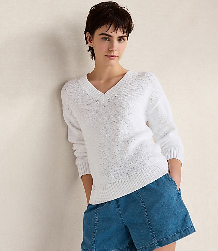 Haven Well Within Cotton Blend Tape Yarn V-Neck Sweater