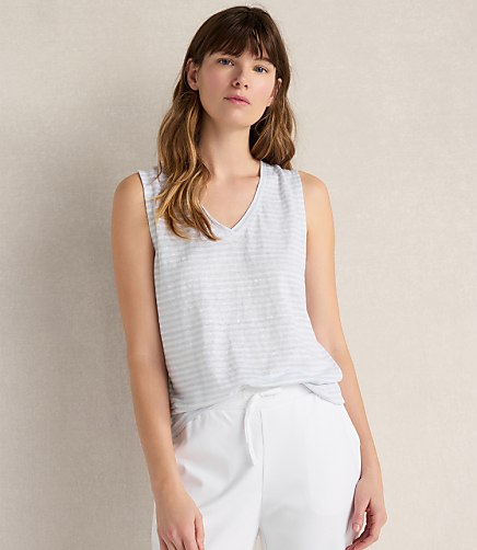 Haven Well Within Linen Stripe V-Neck Top
