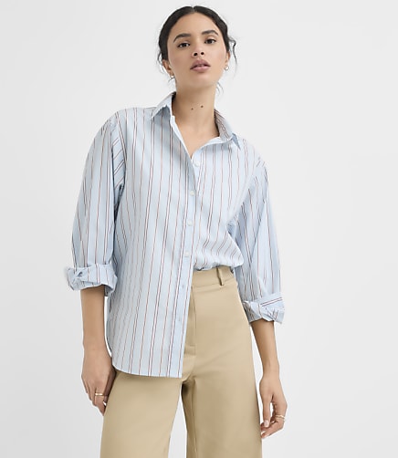 Petite Striped Poplin Everyday Oversized Shirt