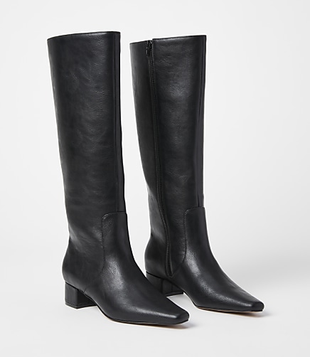 Tall Block Heel Boots - Black