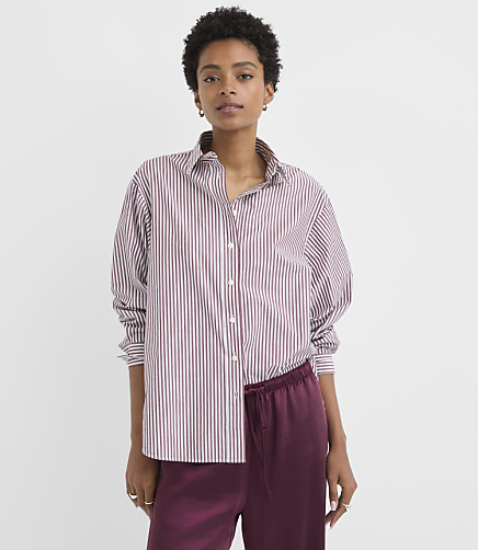 Petite Striped Poplin Everyday Oversized Shirt