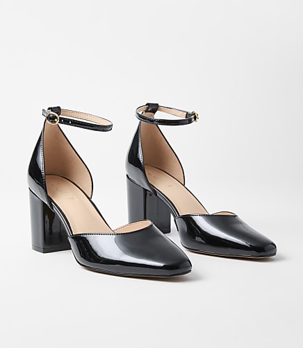 Patent Ankle Strap Block Heels