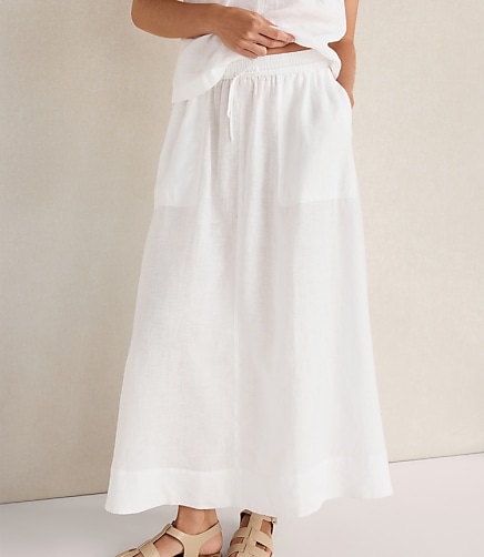 Haven Well Within Linen Drawstring Midi Skirt
