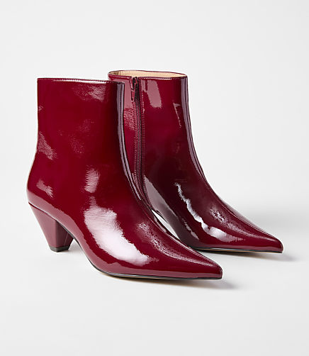 Patent Triangle Heel Booties