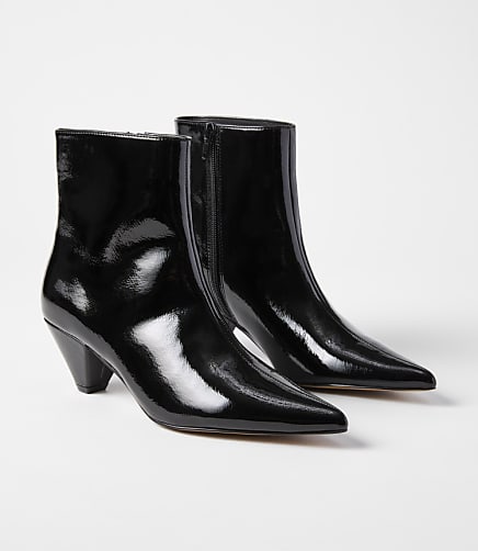 Patent Triangle Heel Booties