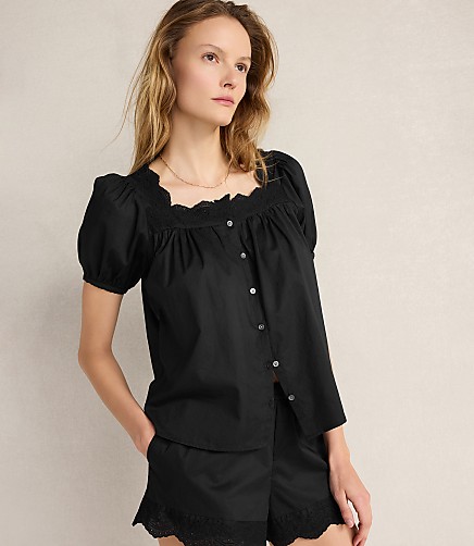 Haven Well Within Organic Cotton Poplin Embroidered Top
