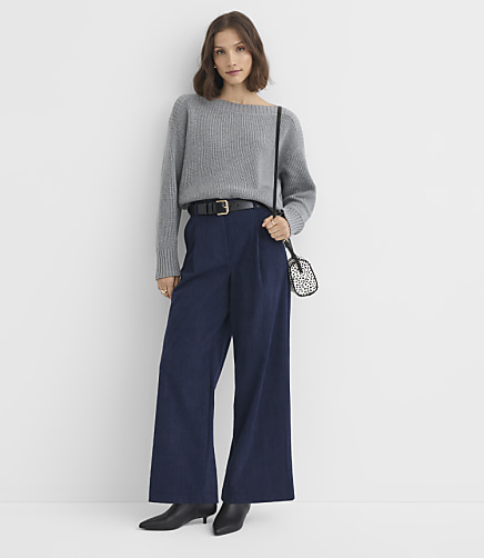 Slim Wide Leg Corduroy Pants