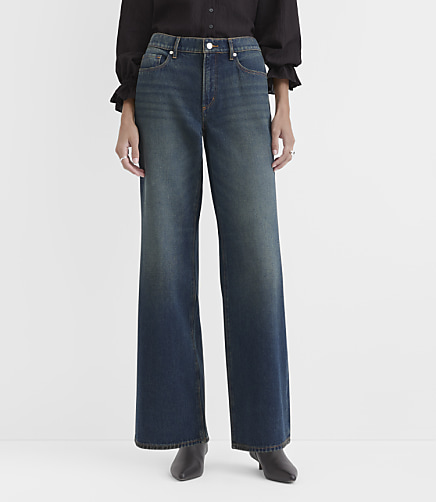 Rivete Curvy Mid Rise Wide Leg Jeans in Lune Wash