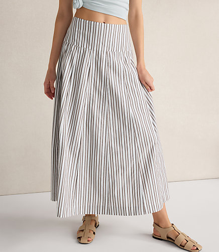 Haven Well Within Organic Cotton Poplin Stripe Drop Waist Skirt