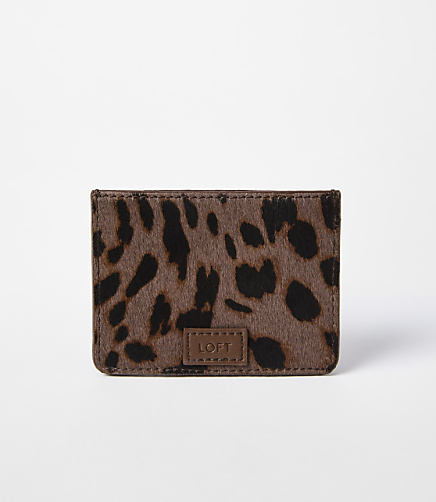 Leopard Print Hair Calf Card Case