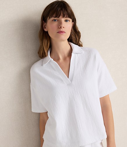 Haven Well Within Cotton French Terry Johnny Collar Top
