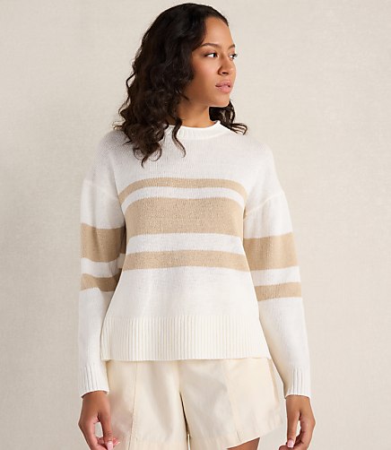Haven Well Within Cotton Linen Stripe Roll Neck Sweater