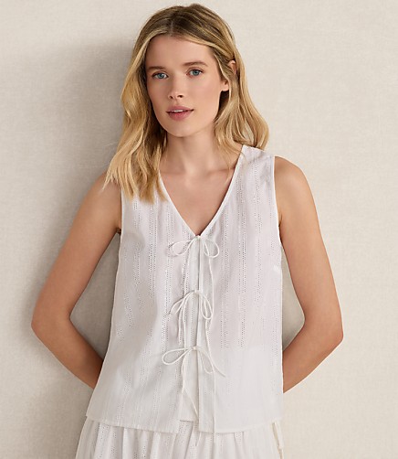 Haven Well Within Organic Cotton Eyelet Tie-Front Tank