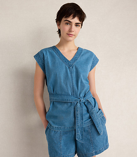 Haven Well Within Organic Cotton Denim V-Neck Belted Top
