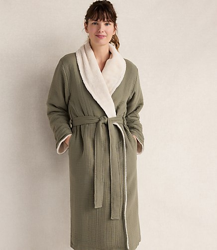 Haven Well Within Cotton Gauze Plush Robe - Vetiver