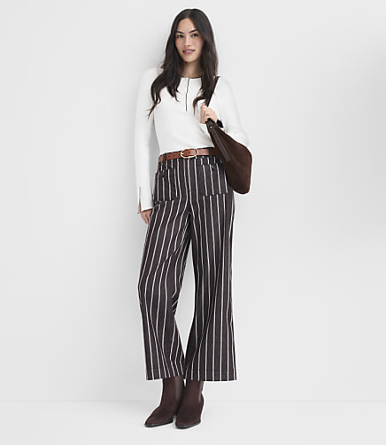 Palmer Wide Leg Crop Pants in Stripe