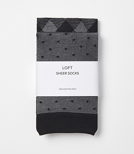 Dot & Argyle Sheer Ankle Sock Set