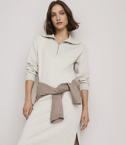 Lou & Grey Heathered Scubasoft Half Zip Maxi Pocket Dress