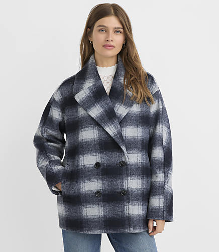 Plaid Cocoon Peacoat