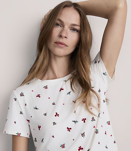 Lou & Grey Holly Bow Softened Modal Pajama Tee