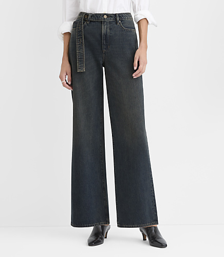 Rivete Curvy Extended Waist High Rise Wide Leg Jeans in Authentic Vintage Mid Wash