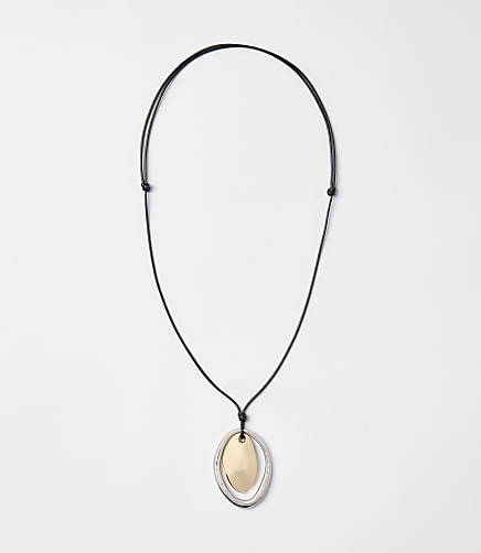 Mixed Metal Cord Pendant Necklace