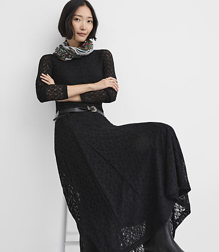 Stretch Lace Godet Maxi Dress