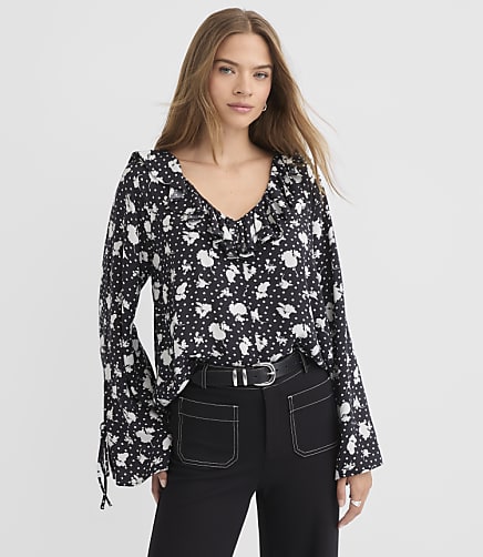 Ruffle Tie Cuff Top